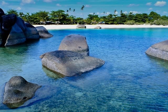 Rock pools at a beach resort in Sumatra