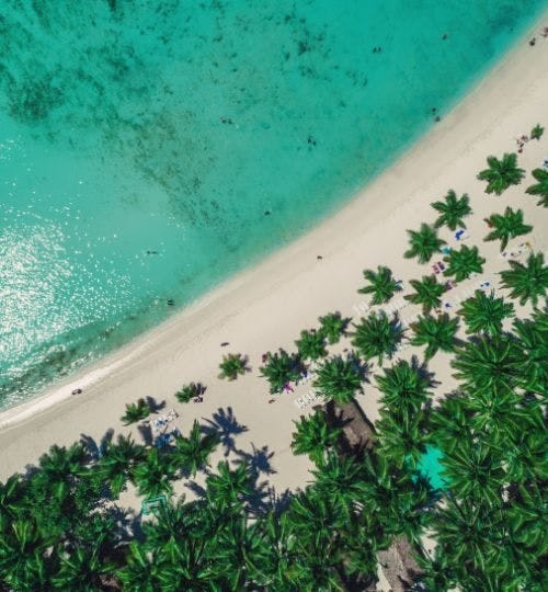 Aerial view of a beach in the Dominican Republic