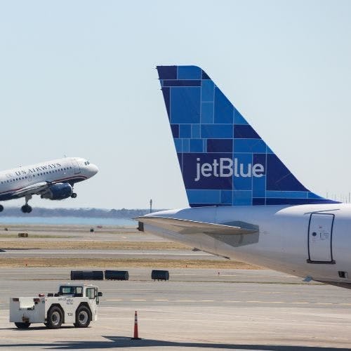 JetBlue aircraft at an airport