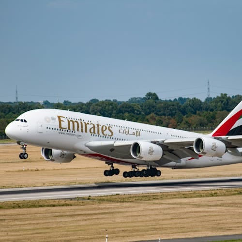 Emirates plane departing 