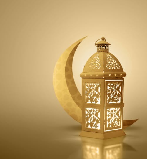 Gold lantern with moon