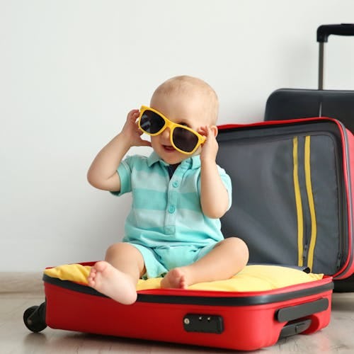 baby in a suitcase
