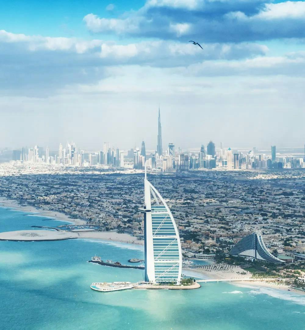 Dubai skyline and coast