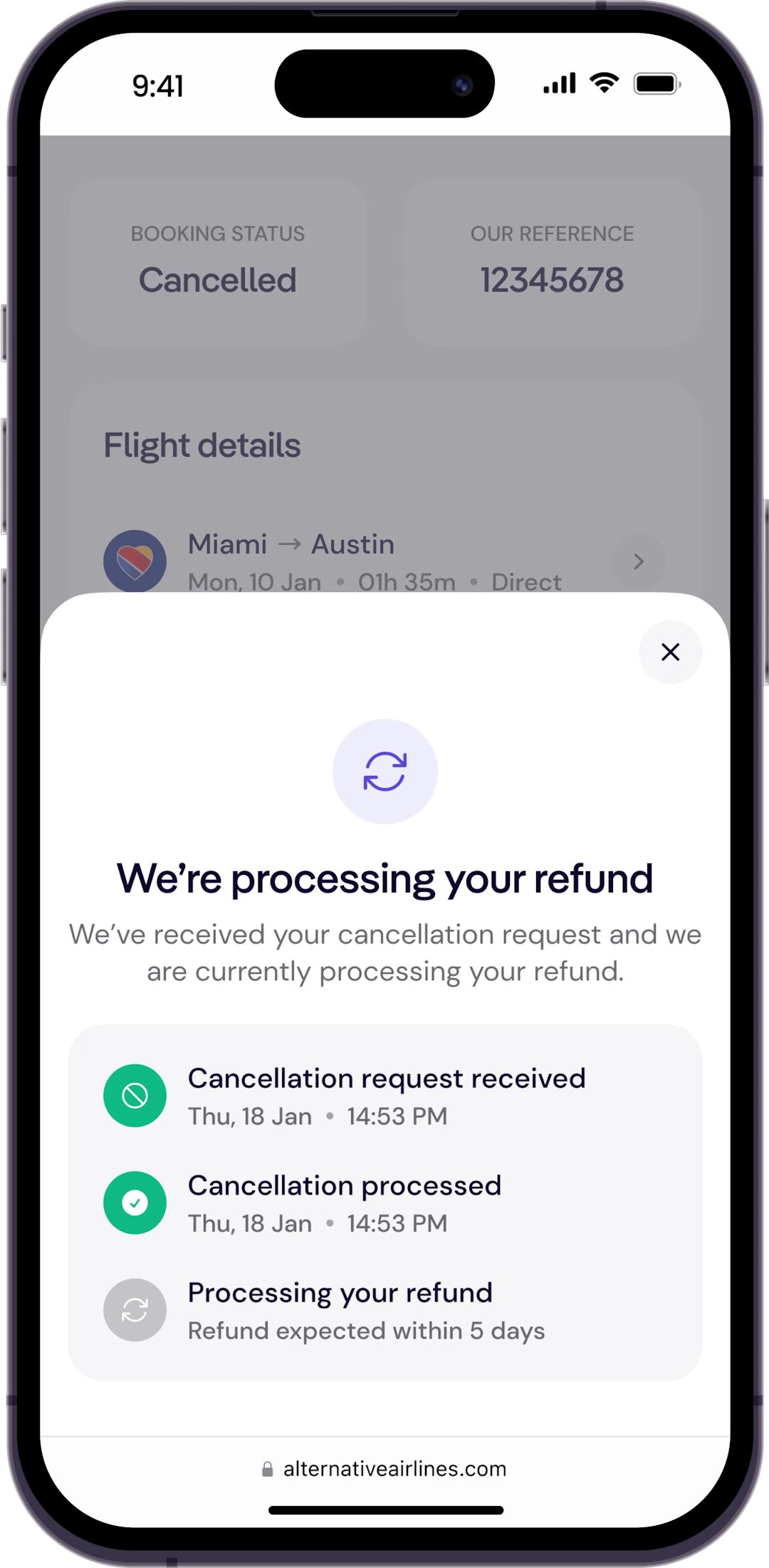 Notification that we are processing your refund