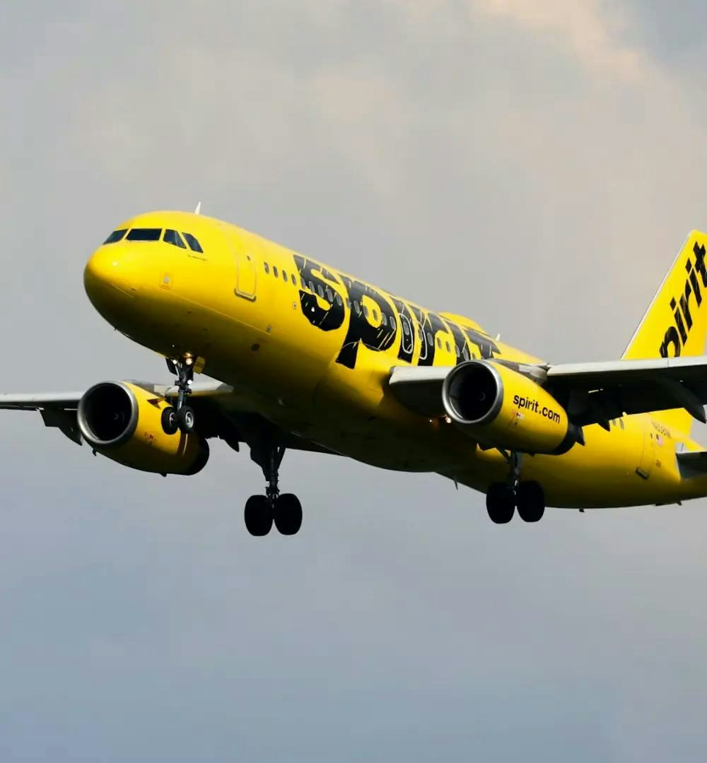 A Spirit Airlines aircraft coming in to land