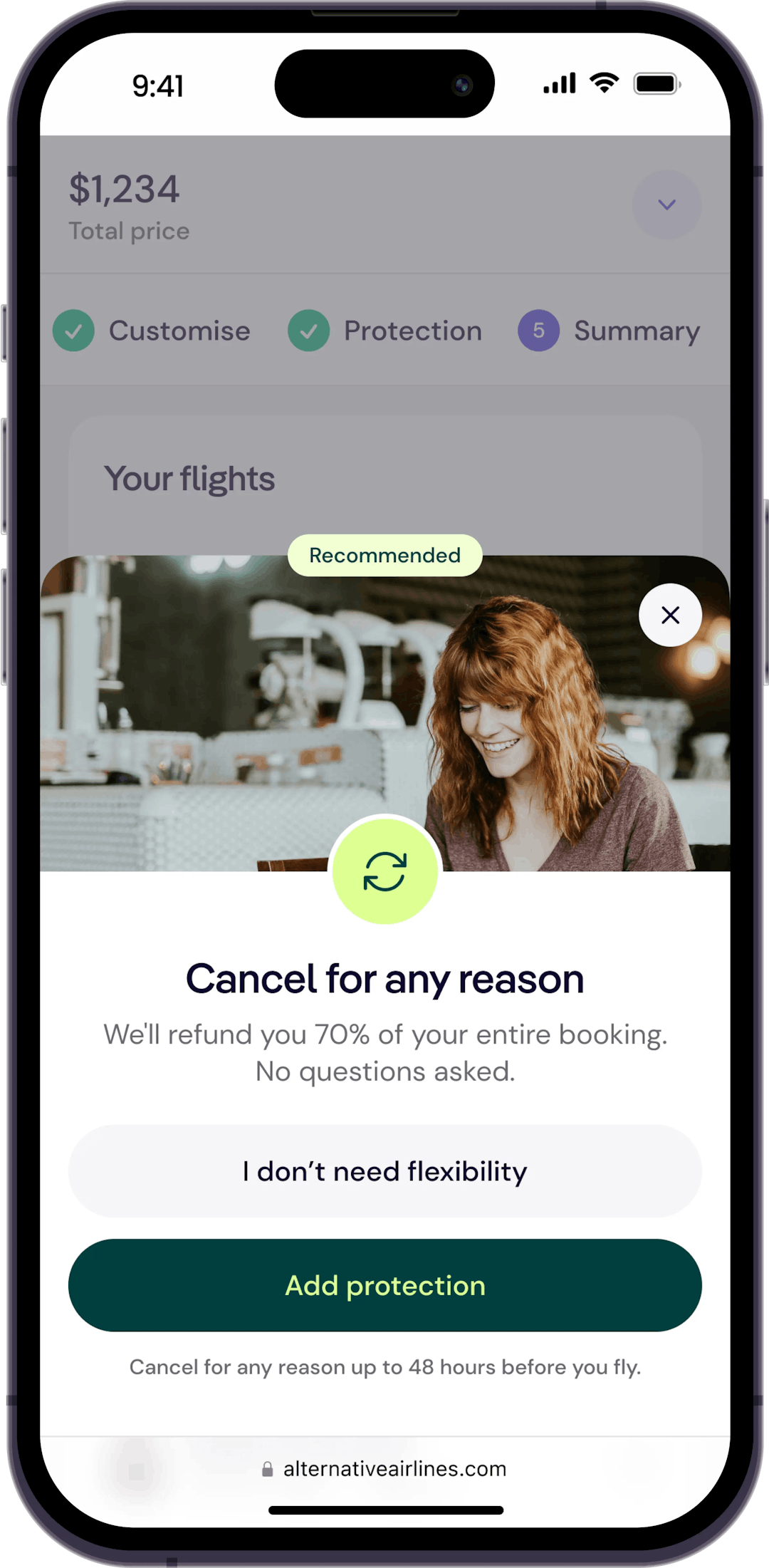 Add Cancel For Any Reason to your booking