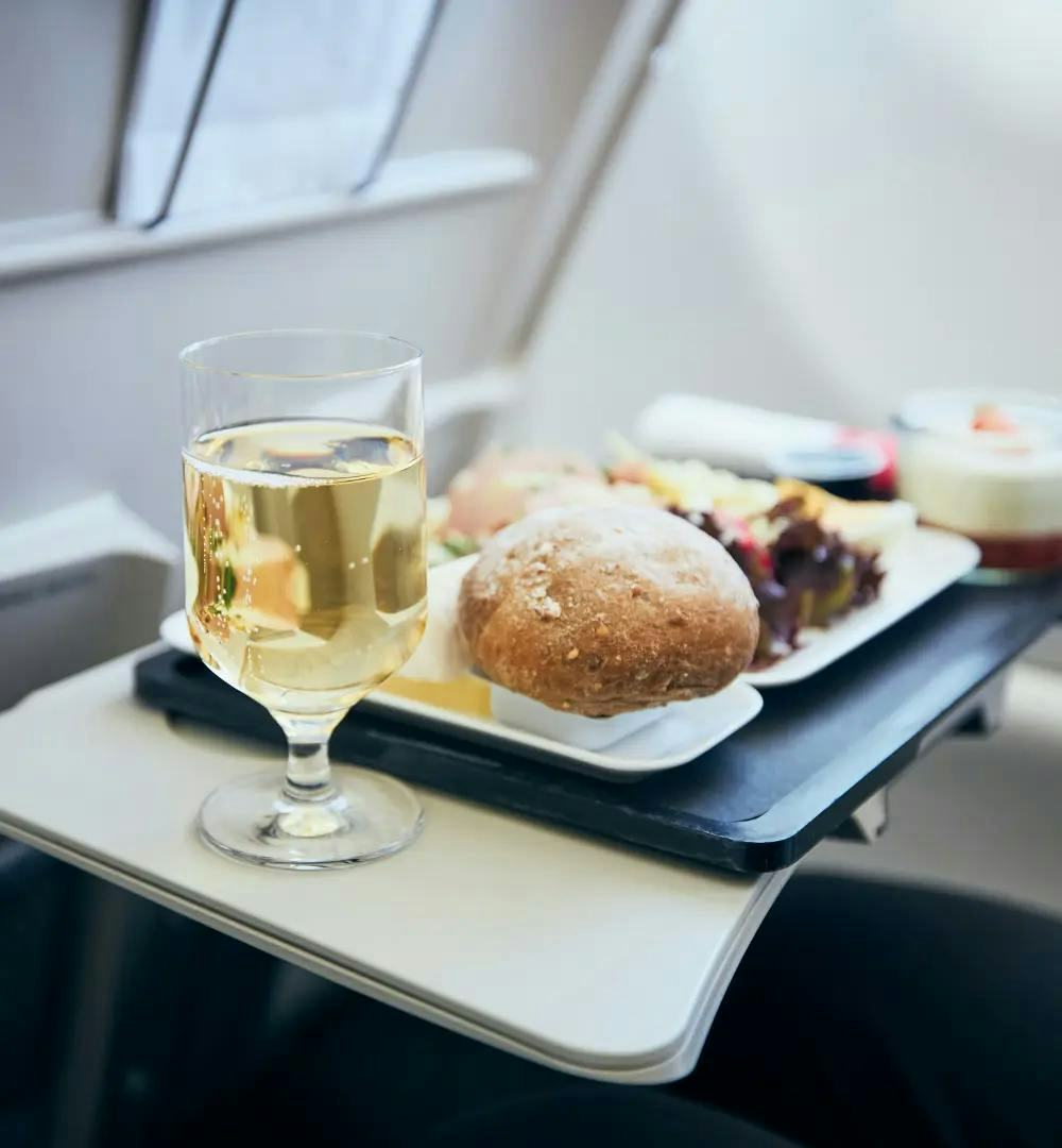 Alcohol and meal on a flight