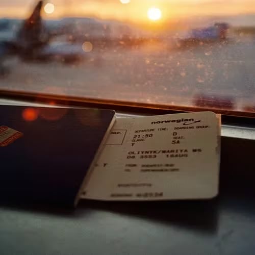 Flight ticket and passport