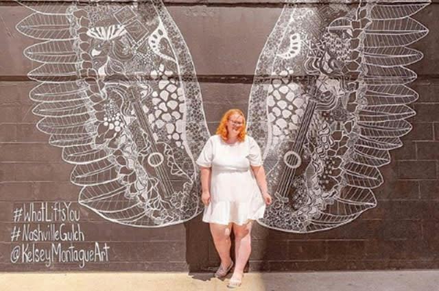 Nashville painted mural feathered wings and Kirsty Leanne 