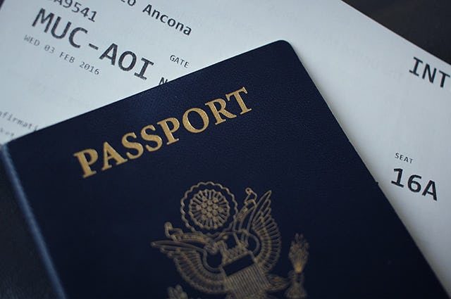 Passport and boarding pass