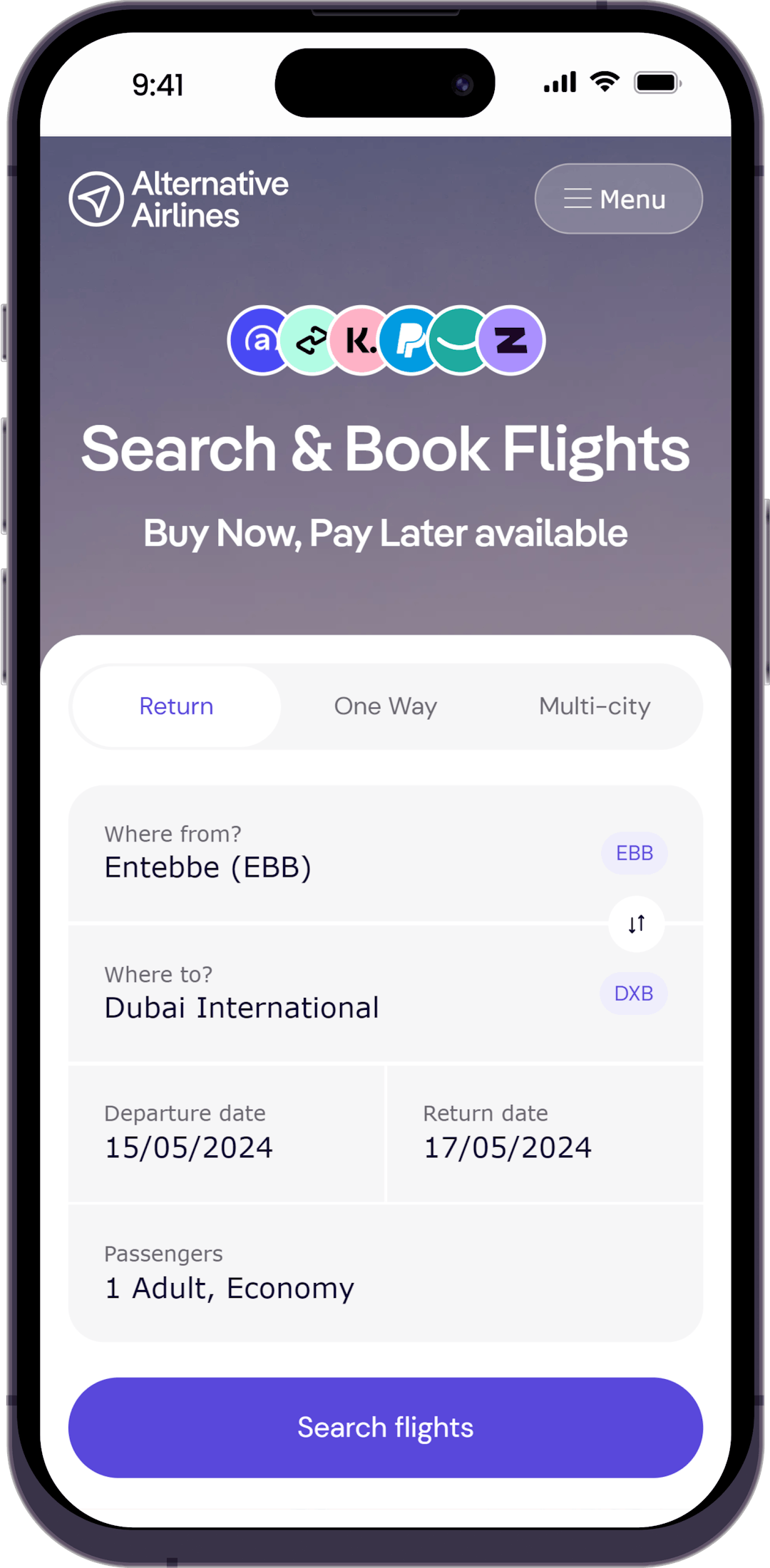 Step 1 - Search for flights