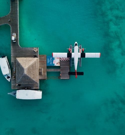 Aerial view of a seaplane