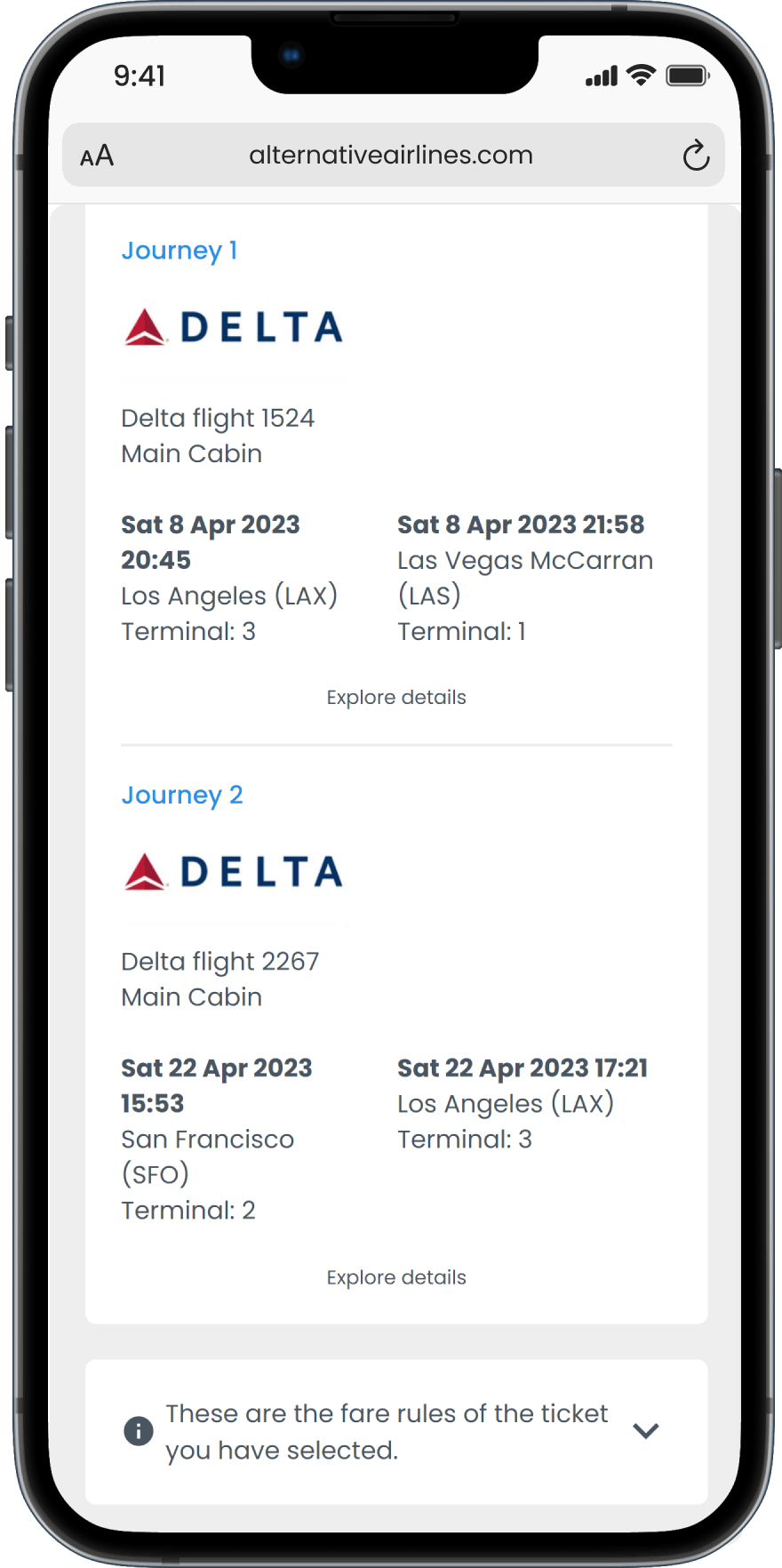 Step 3 - View flight details and confirm booking