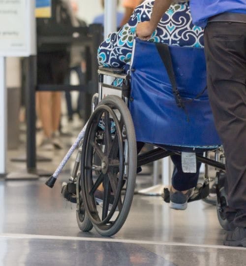 Wheelchair user at an airport