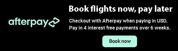 Afterpay buy flights now, pay later banner