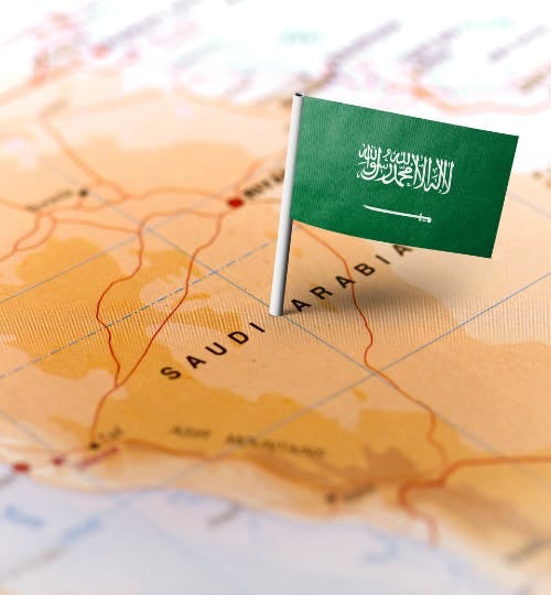 Saudi Arabia on a map 