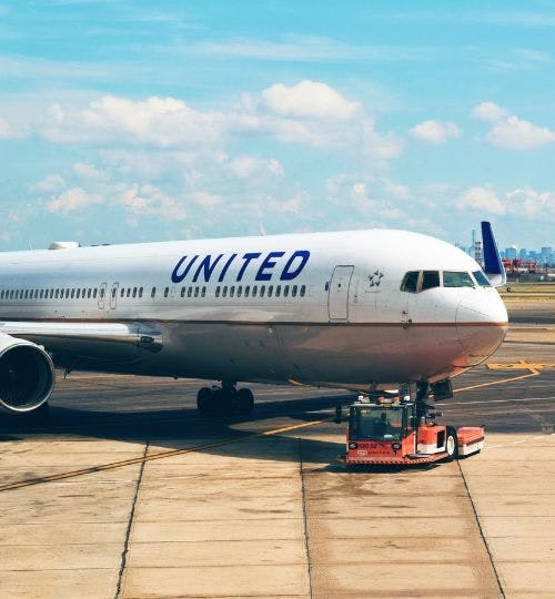 United Airlines aircraft parked at airport