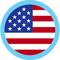 US round flag with blue border