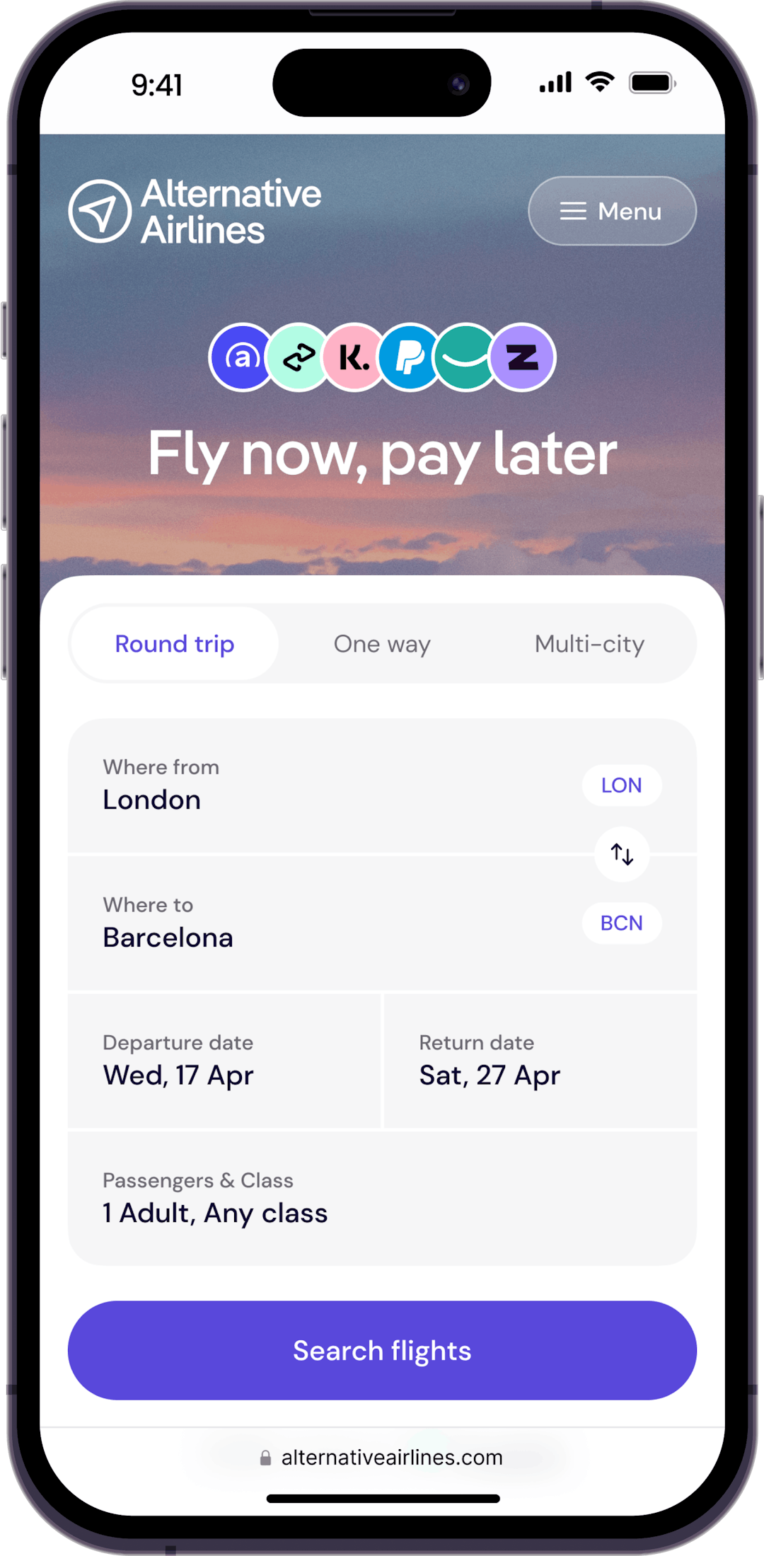Step 1 - Fill in the Search Form to find cheap April Flights