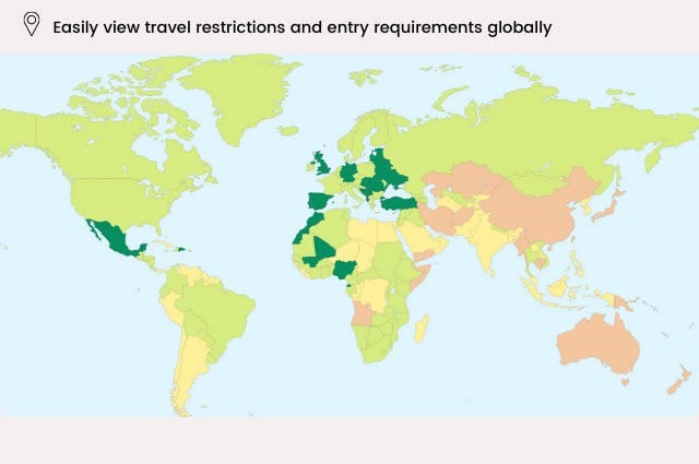 Easily view travel restrictions and entry requirements globally 