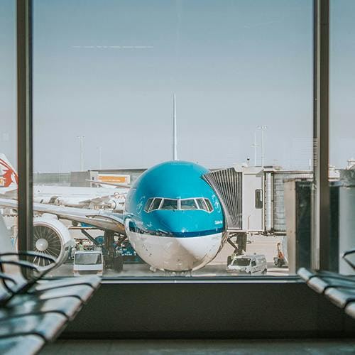 Picture of a KLM aircraft at airport gate