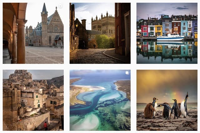 Grip preview of 'Dan Flying Solo' instagram feed with cinematic shots of wildlife, landscapes and architecture 