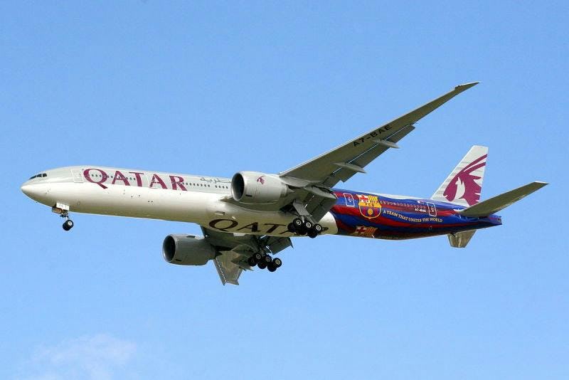 Qatar supporting FC Barcelona in the air. Photo credit: John Taggart