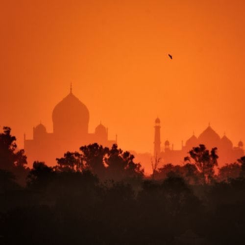 Orange sky in India