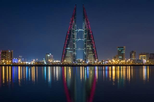 Bahrain skyline lit at night