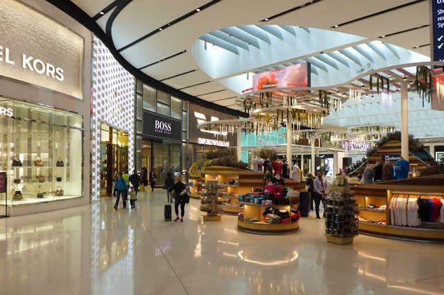 Michael Kors, Hugo Boss, Emporio Armani, Tiffany & Co stores in Sydney Airport