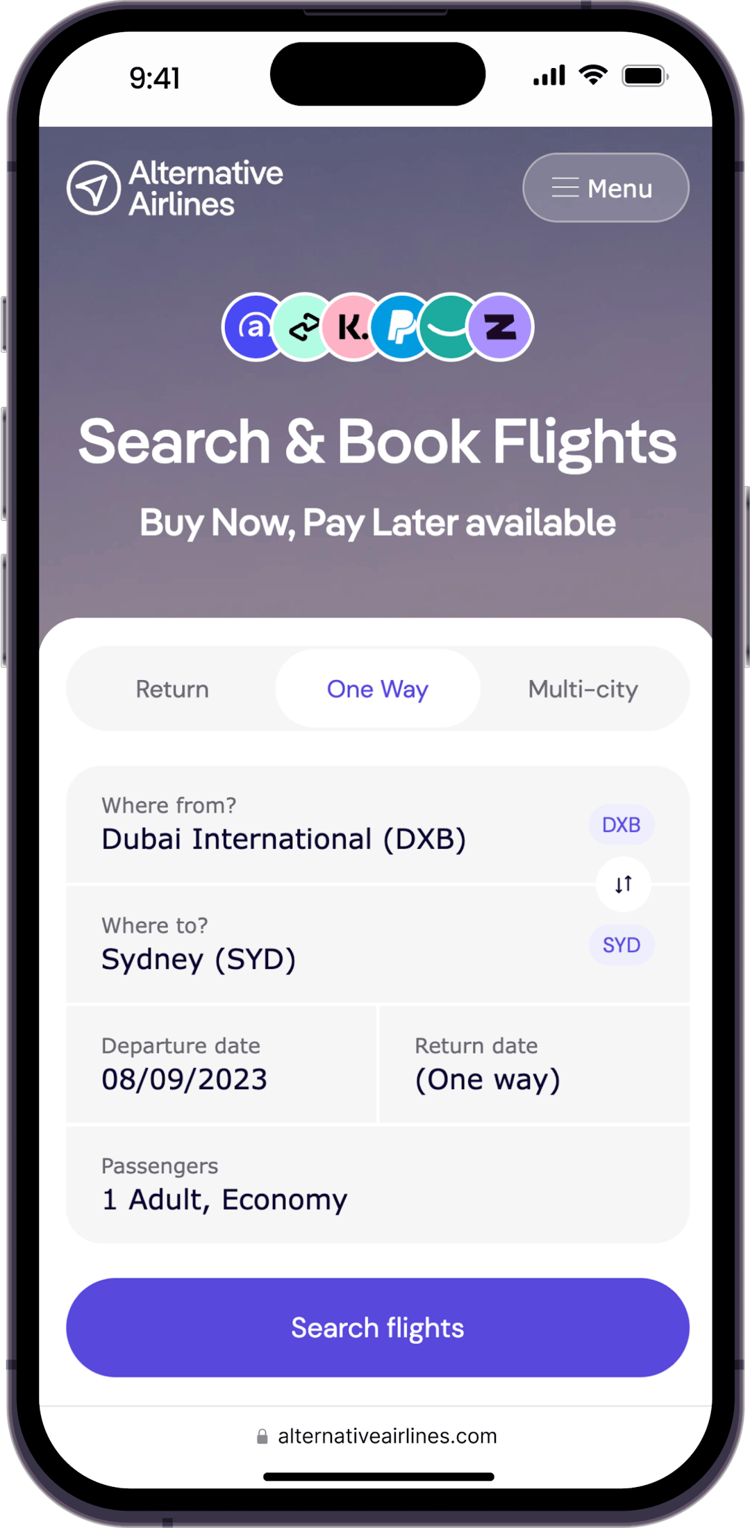 Step 1 - Search for Flights to Australia
