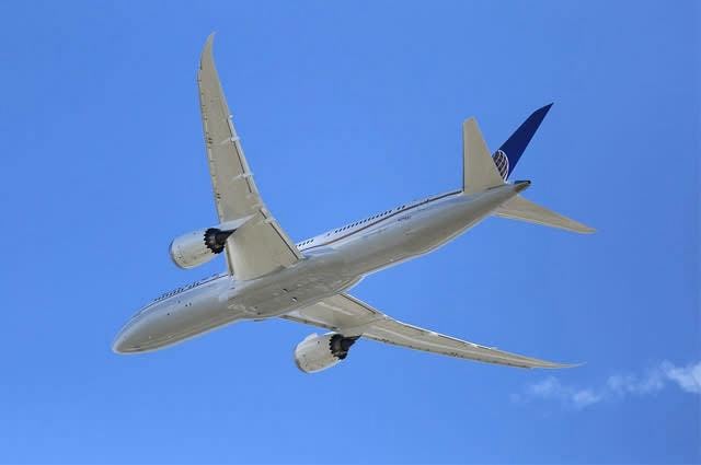 Boeing 787 Dreamliner plane in the air