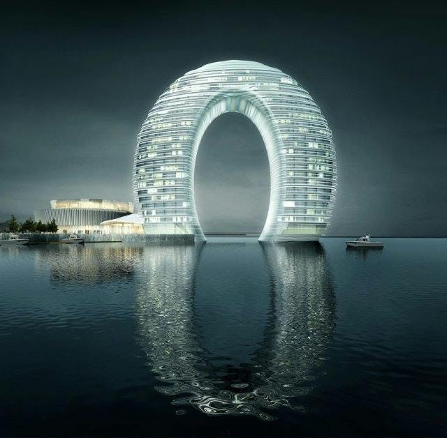 An incredible glass dome structure that is available to stay in. Called the Sheraton, Huzhou 