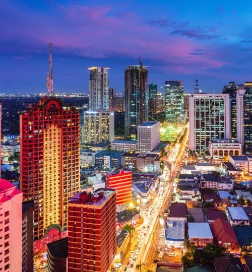 Manila skyscrapers at night