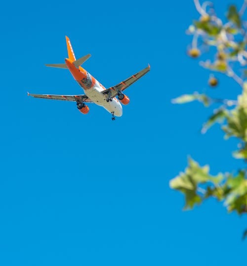 easyJet plane in the blue sky