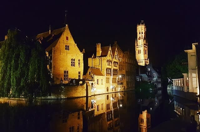 A canal at night in Bruges 