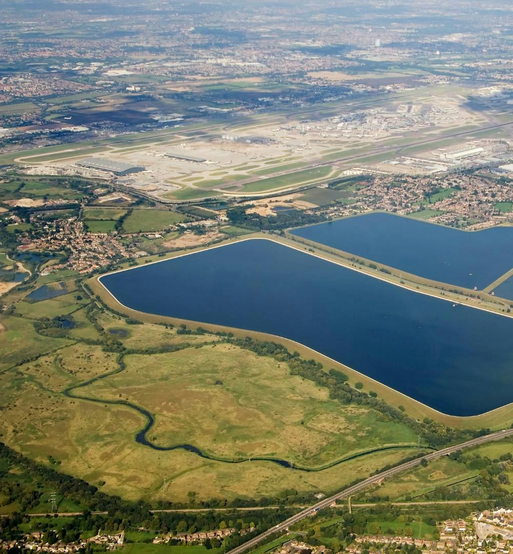 An aerial shot of London Heathrow Airport
