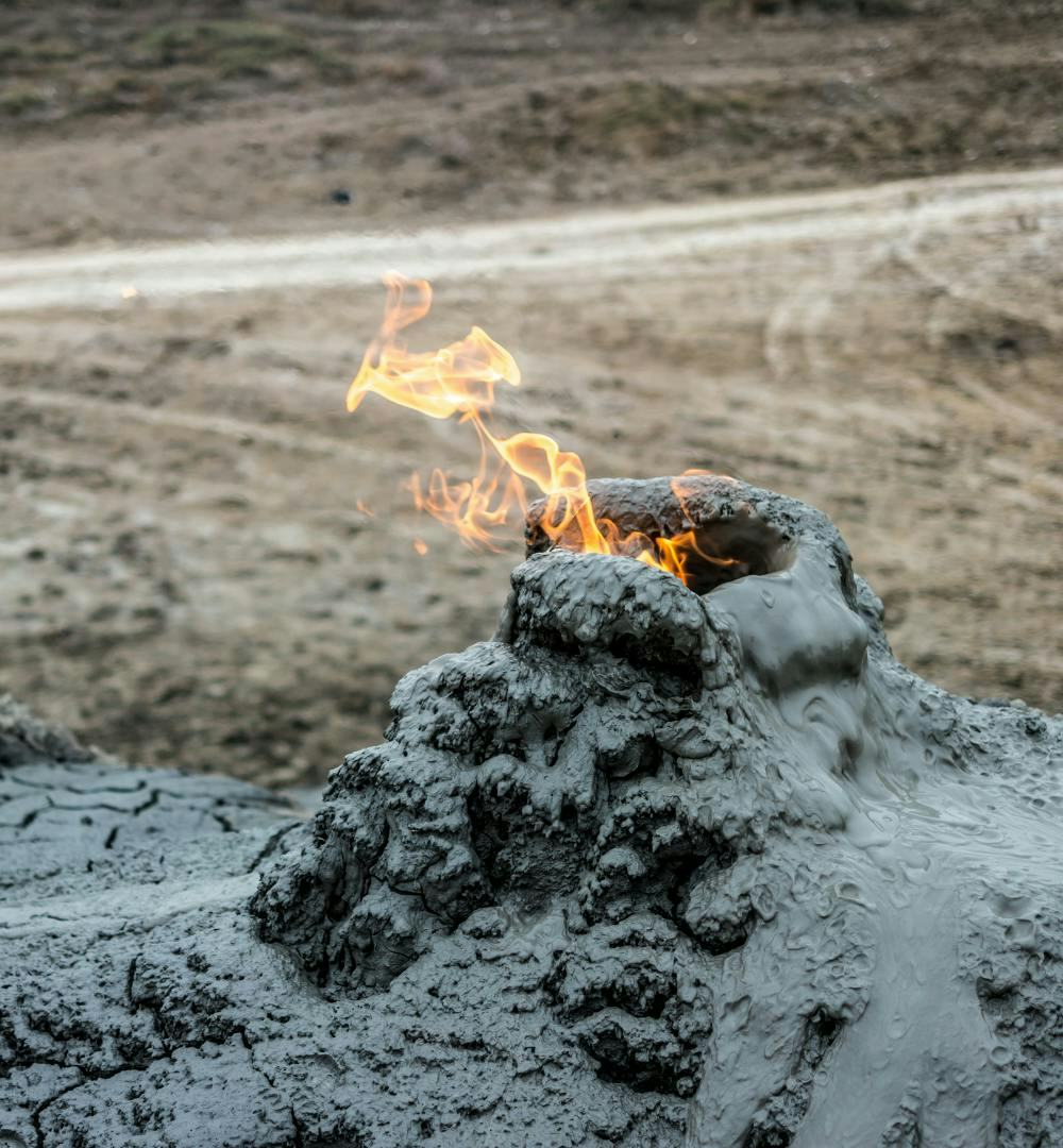 A mud volcano in Gobustan in Azerbaijan