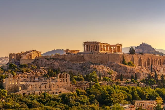View of the Acropolis and the Parthenon in Athens, Greece