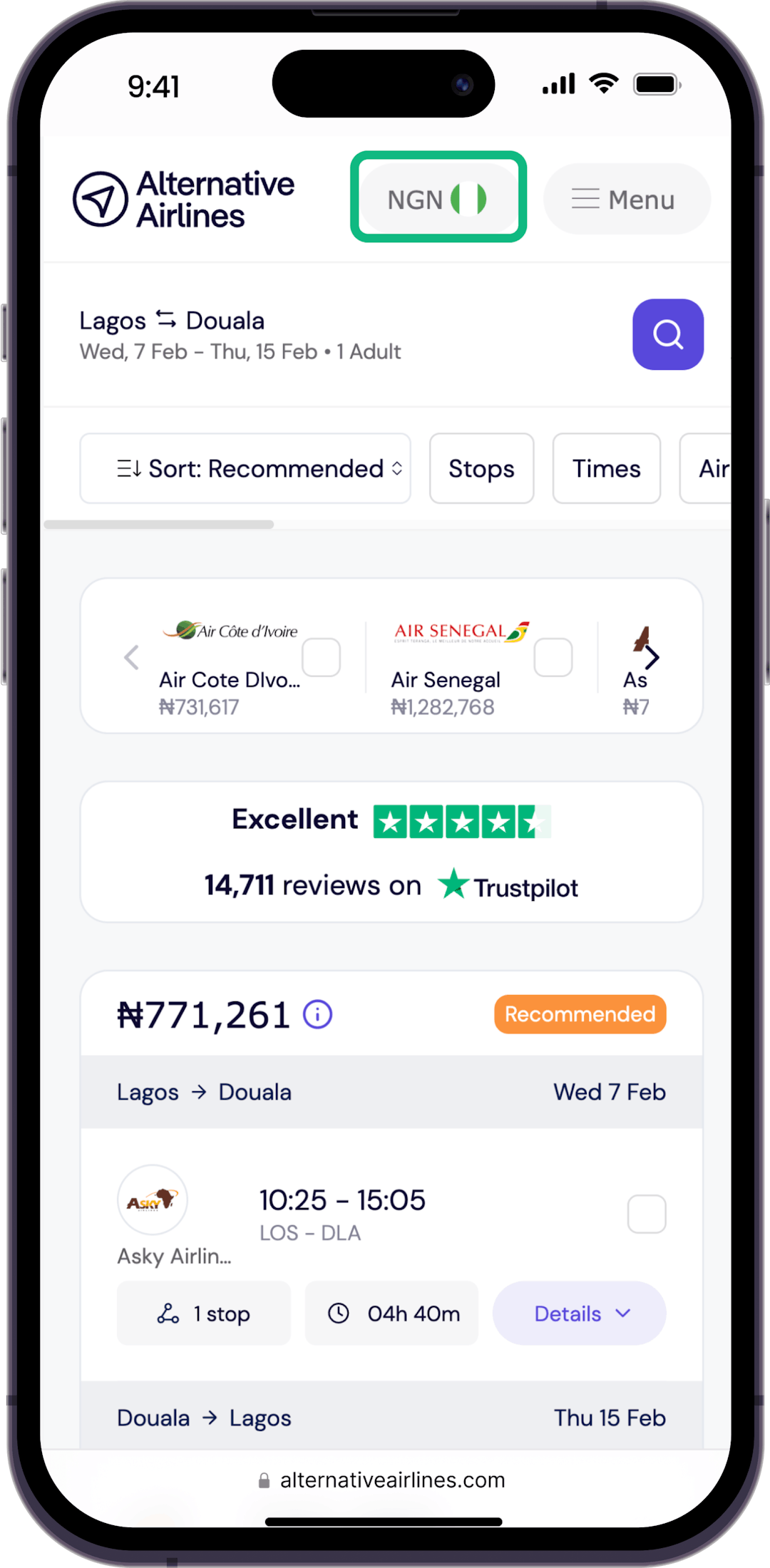Step 2 - How to book flights in Nigerian Naira