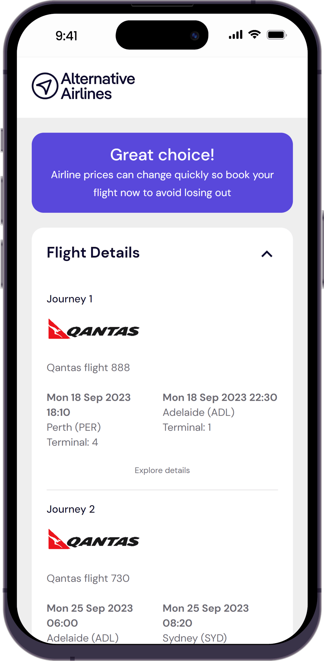 Step 4 - Review flights and confirm booking