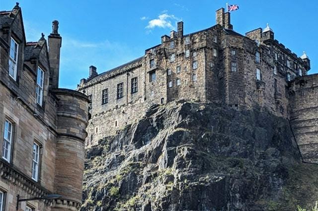 Close up view of Edinburgh Castle on a clear day