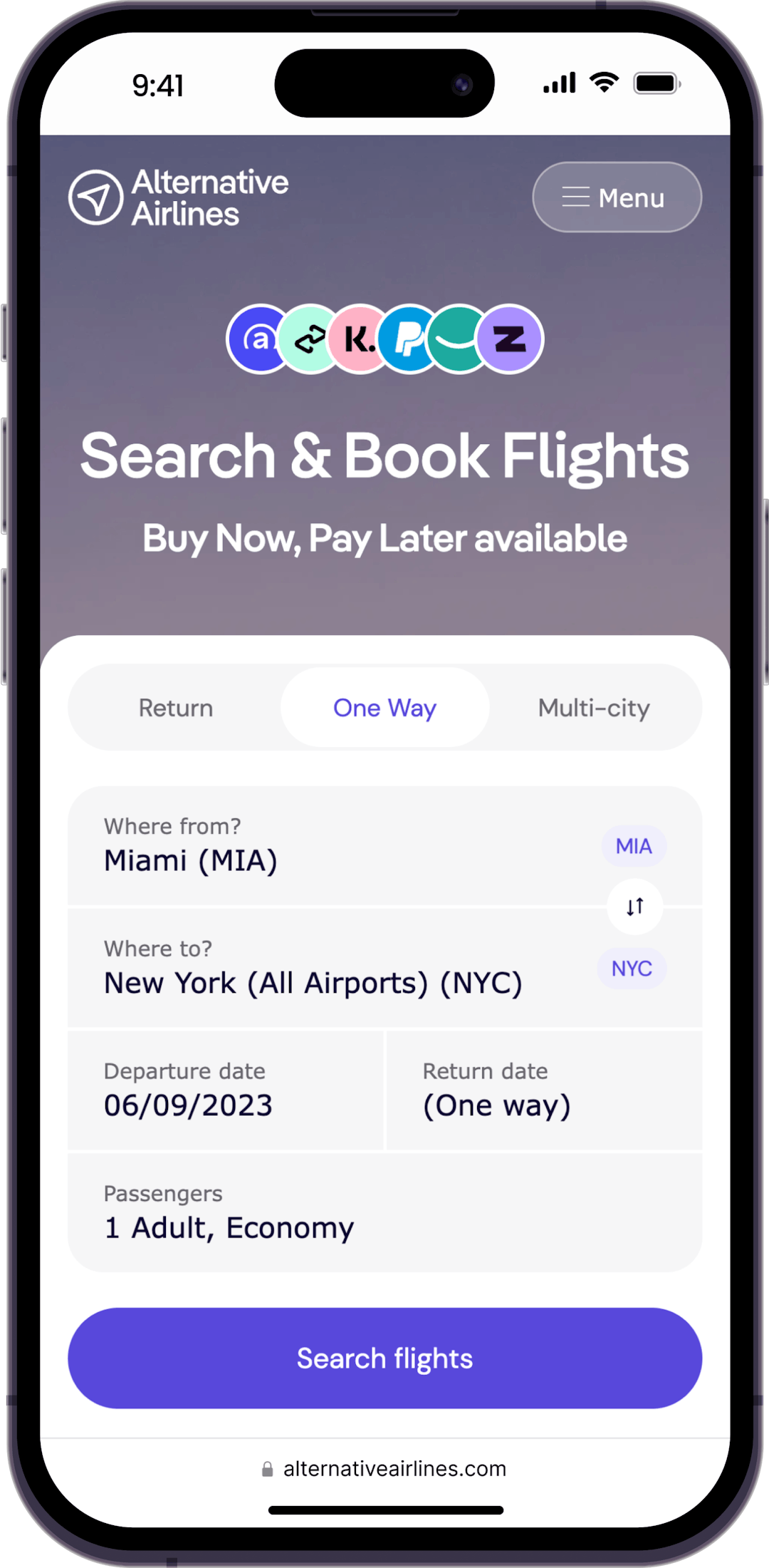 Step 1 - Search for One-Way Flights