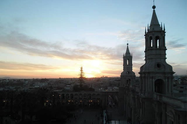 A photo of Arequipa in Peru at sunset