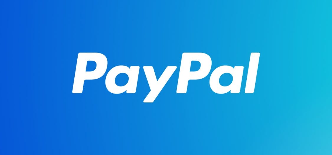 PayPal logo on blue gradient background