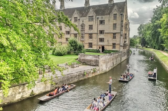 Gondola boats on the canals in Cambridge