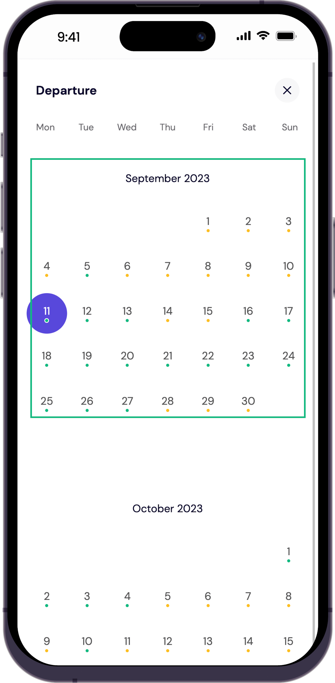 Step 2 - Use our calendar to select cheapest days