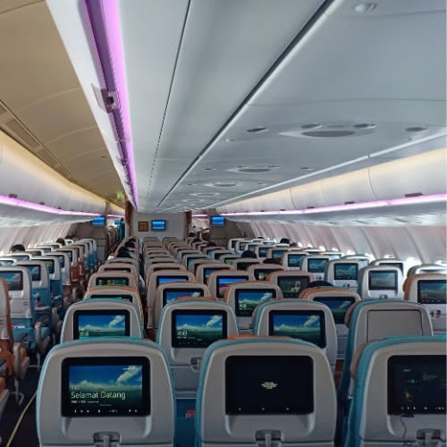 Inside Garuda Indonesia plane