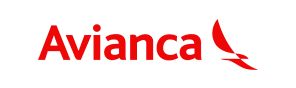 Avianca logo in white rounded rectangle box
