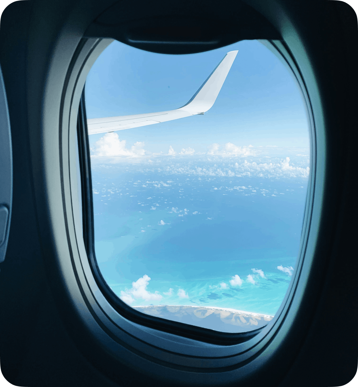 Sea view from a plane window 
